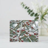 Carte Postale Baies rouges dans la neige d'hiver (Debout devant)