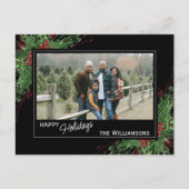 Carte Postale Baies rouges Feuillage botanique vert houx mignon (Devant)