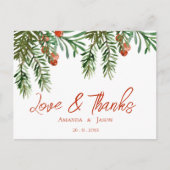 Carte Postale Baies Rouges Mariage de Fêtes de Noël Merci (Devant)