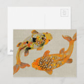 Carte Postale Baignade colorée de poissons Koi (Devant / Derrière)