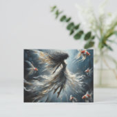 Carte Postale Baignades poilues avec poisson orange et blanc (Debout devant)