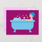 Carte Postale Baignoire de bulle rétro fille (Devant / Derrière)