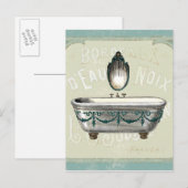 Carte Postale Baignoire vintage avec miroir (Devant / Derrière)