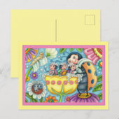 CARTE POSTALE BAIN À BULLE TULIP POUR MÈRE LADYBUG & ENFANTS (Devant / Derrière)