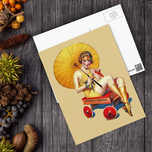 Carte Postale Bain à parapluie vintage des années 1920