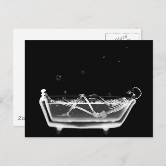Carte Postale Bain à remous X-Ray Squelette noir et blanc (Devant / Derrière)
