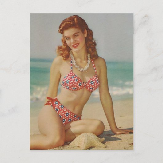 Carte Postale Bain beauté bikini fille photo Vintage (Devant)