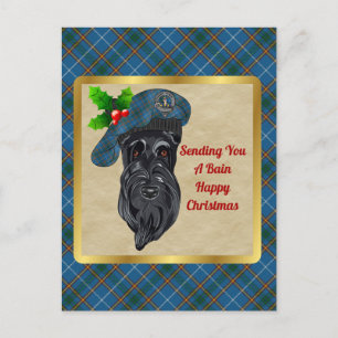 Carte Postale Bain Clan Badge & Tartan Christmas