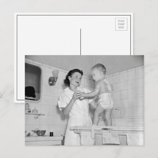 Carte Postale Bain de bébé, 1937 (Devant / Derrière)