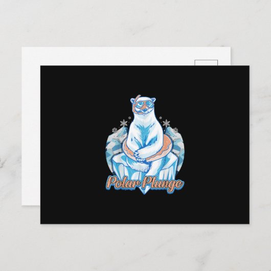 Carte Postale Bain Polaire Plongée Ice Jump Funny Ours Polaire B (Devant / Derrière)