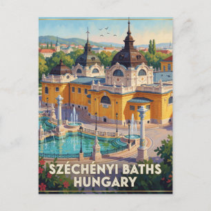 Carte Postale Bains thermaux Szechenyi Scène de voyage hongrois