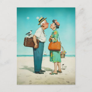 Carte Postale Baiser au bord de la mer en années dorées