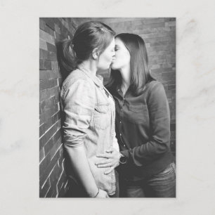 Carte Postale Baiser de fille Photo noir et blanc