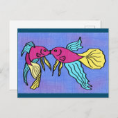 Carte Postale Baiser de poisson caricaturé (Devant / Derrière)