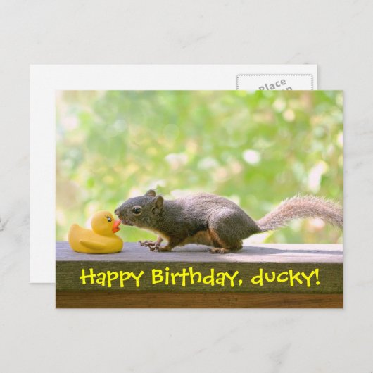 Carte Postale Baiser en caoutchouc Ducky et Écureuil (Devant / Derrière)