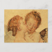 Carte Postale Baiser les anges de Bouguereau sur la texture grun (Devant)