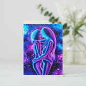 Carte Postale Baiser lesbien en bleu et violet (Debout devant)