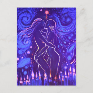 Carte Postale Baiser lesbienne passionnée