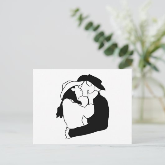 Carte Postale Baiser Mariage Cowboy (Debout devant)