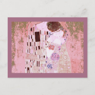 Carte Postale Baiser romantique en rose tendre