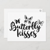 Carte Postale Baisers à papillon Papillons Mariage noir blanc (Devant / Derrière)