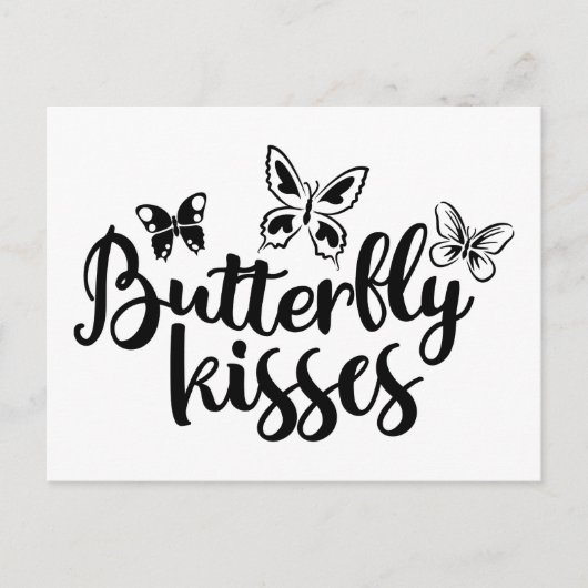 Carte Postale Baisers à papillon Papillons Mariage noir blanc (Devant)