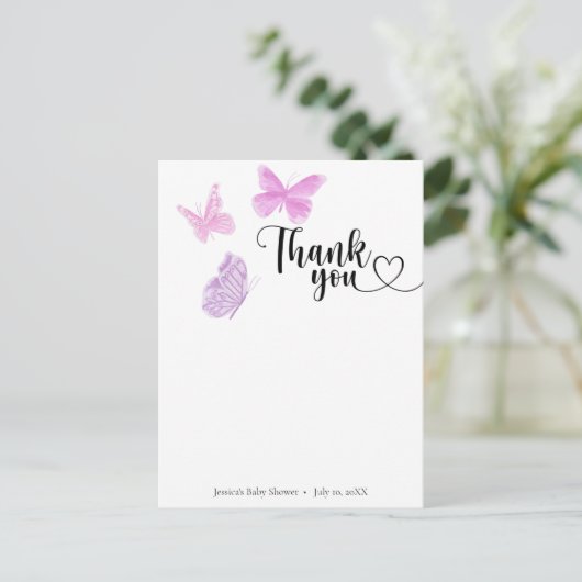 Carte Postale Baisers de papillon Merci (Debout devant)