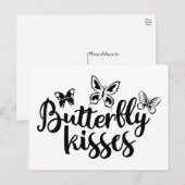 Carte Postale Baisers de papillon Papillons Noir Blanc Mariage (Devant / Derrière)