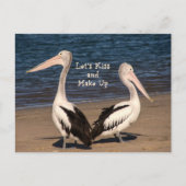 Carte Postale "Baisons-nous et préparons-nous" Pélicans sur la p (Devant)