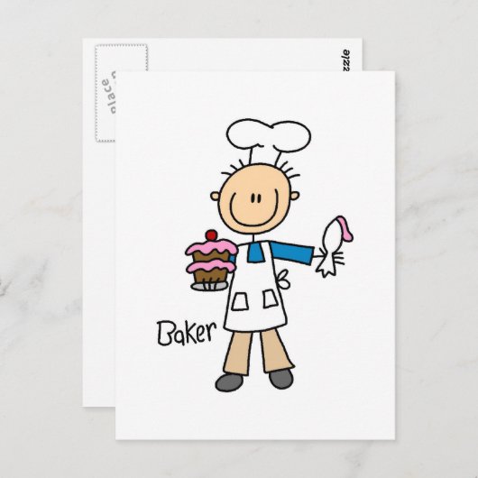 Carte Postale Baker Avec Gâteau (Devant / Derrière)