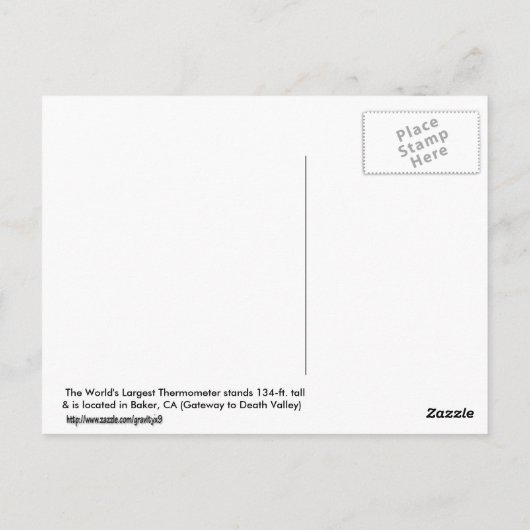 Carte Postale Baker, CA (Dos)