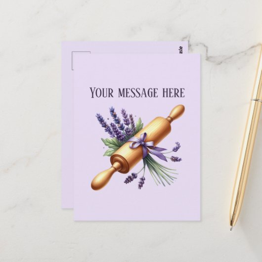 Carte Postale Bakery add message Business name rolling pin  (Devant/Arrière en situation)