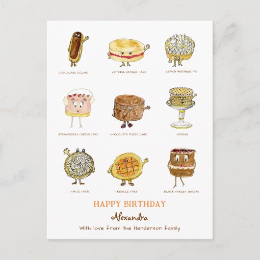 Carte Postale Baking mignon gâteaux illustrations (Devant)