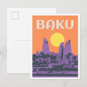 Carte Postale Bakou Azerbaïdjan Art vintage Voyage