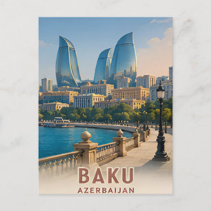 Carte Postale Bakou Azerbaïdjan Mer Caspienne Évasion 🏔️