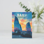 Carte Postale Bakou Azerbaïdjan Travel Art Vintage (Debout devant)
