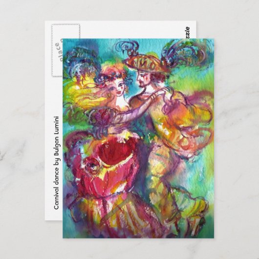 Carte Postale BAL CARNAVALESQUE Bal masqué vénitien (Devant / Derrière)