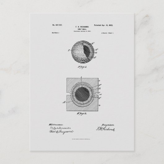 Carte Postale Bal de golf 1902, Brevet (Devant)