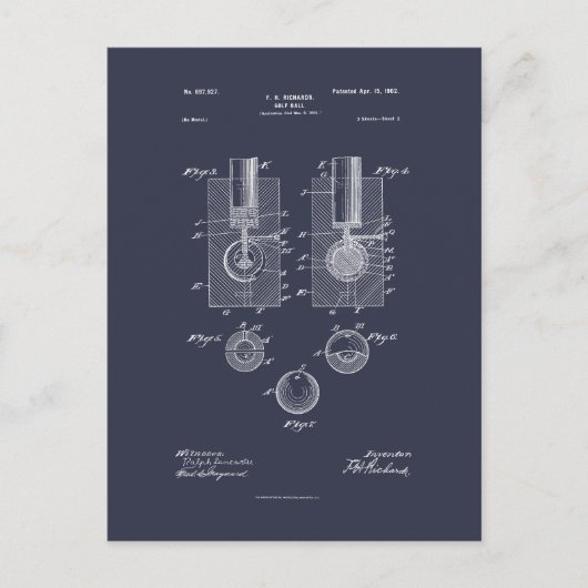 Carte Postale Bal de golf 1902, Brevet (Devant)