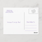 Carte Postale Bal Masquerade violet Quinceanera 15e anniversaire (Dos)