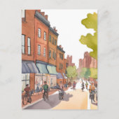 Carte Postale Balade à vélo à Boston | North End Watercolor MA (Devant)