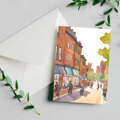 Carte Postale Balade à vélo à Boston | North End Watercolor MA