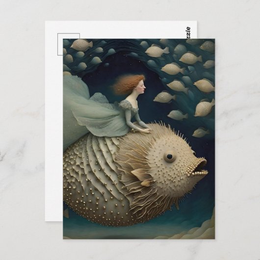 Carte Postale Balade d'Imaginaire à bord d'un poisson fourré (Devant / Derrière)