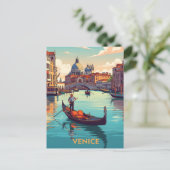 Carte Postale Balade en gondole à Venise avec des bâtiments hist (Debout devant)