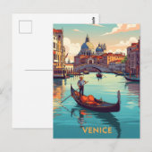 Carte Postale Balade en gondole à Venise avec des bâtiments hist (Devant / Derrière)
