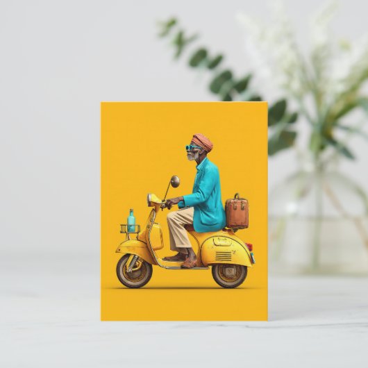Carte Postale Balade en scooter Retro élégant (Debout devant)