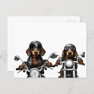 Carte Postale Balade ou mourir Dachshund Bikers