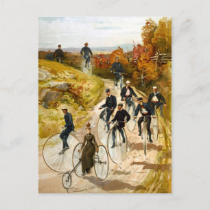 Carte Postale Balade vintage à vélo dans le pays