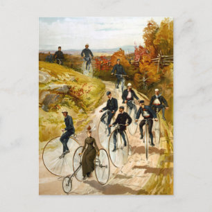 Carte Postale Balade vintage à vélo dans le pays