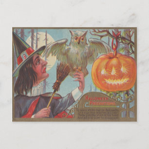 Carte Postale Balai de sorcière Citrouille d'Halloween Lune de h